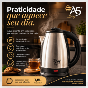 Chaleira Elétrica Inox A5 Living 1,8 Litros