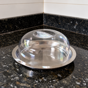 Porta Queijo Inox com Tampa de Acrílico 23cm