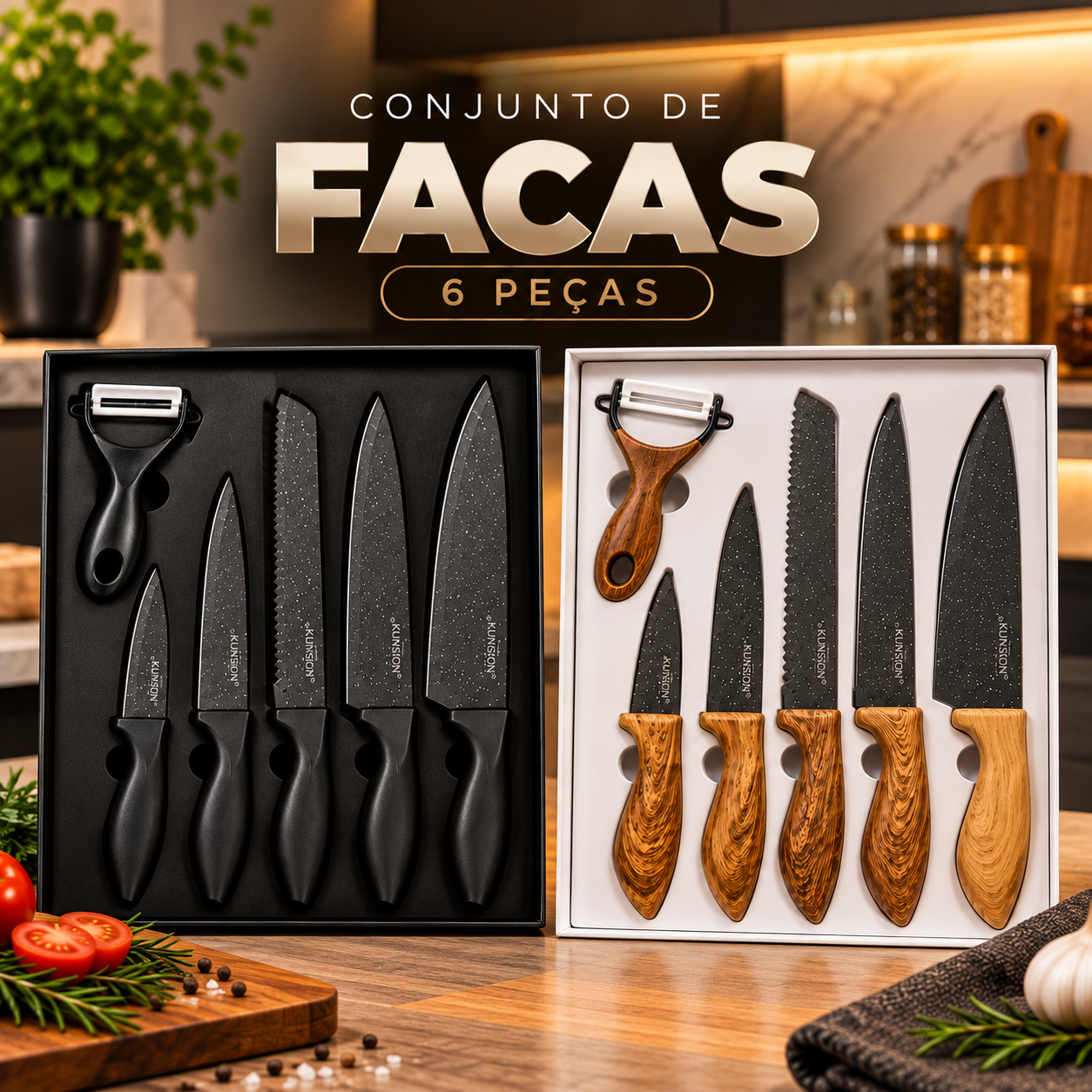 Jogo de Facas 6 Peças com Estojo