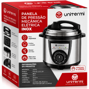 Panela de Pressão Mecânica Elétrica Inox 4,0L Unitermi